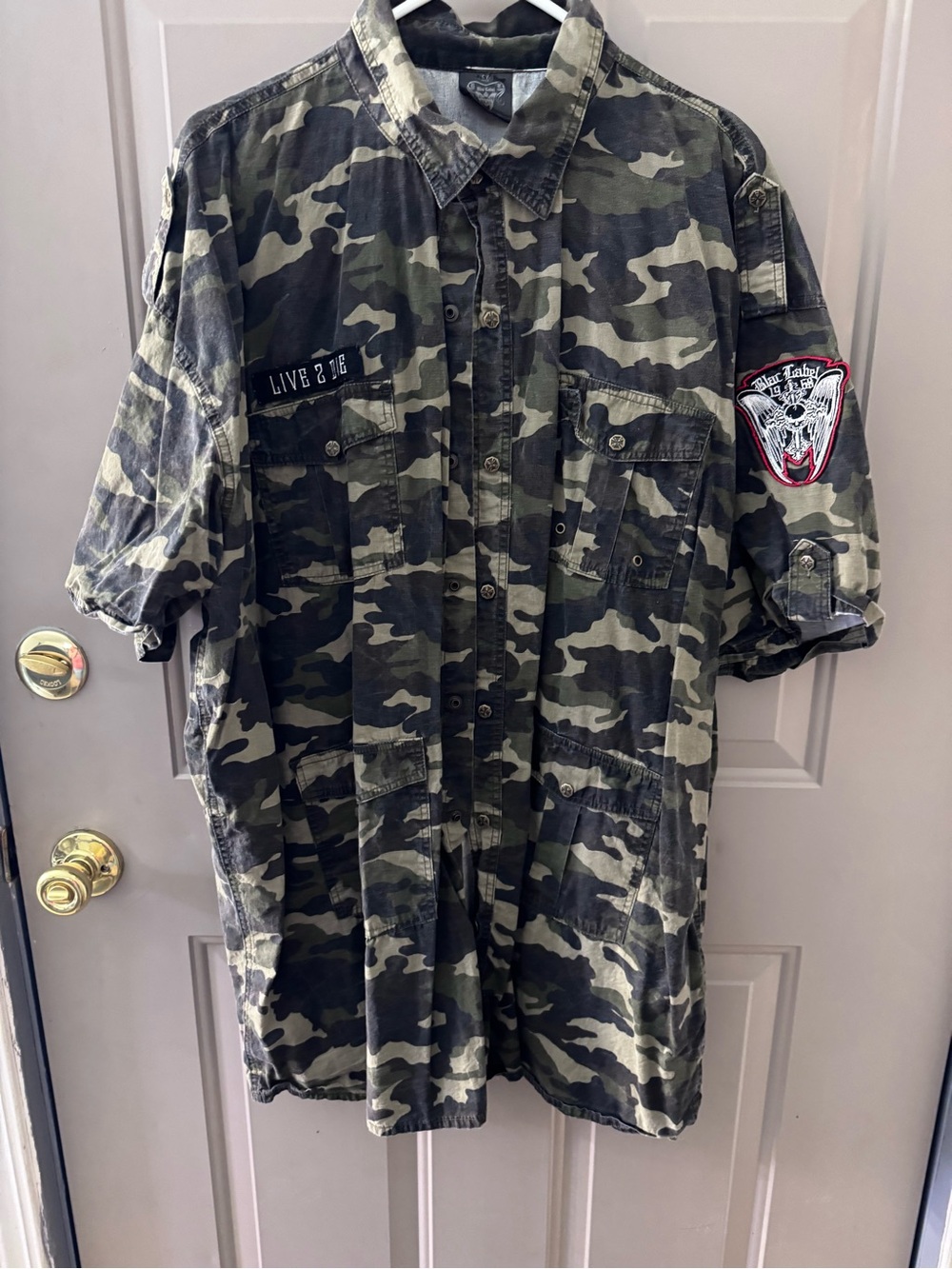 Black Label Men's Camo Button-Down Short-Sleeve Shirt